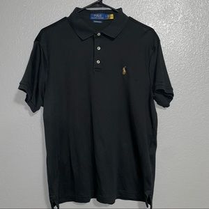 Mens black Polo Ralph Lauren slim fit shirt sleeve polo